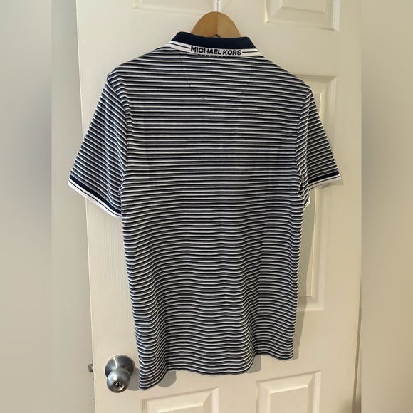 Michael Kors NWT men’s cotton polo striped navy short sleeve medium - Picture 8 of 13